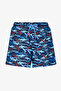 Men's Striped Fish Patterned Swim Shorts - 4