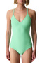 Mint Green Meli V-Neck Textured Swimsuit - 3