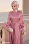 Powder Satin Dress with Zipper on the Sleeve - 2