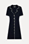 Women's Navy Blue Striped A-Line Mini Dress