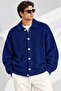 Men's Cardigan Oversize Fit Buttoned Polo Collar Knitwear Sweater Non-Stretch - 2