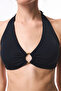 Black Clean Hot Gathering Halter Bikini Top - 3