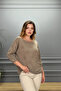 Women's Mink Boat Neck Star Openwork Lycra 100% Cotton Yarn Thin Knitwear Blouse - 4