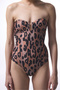 Clove Leopard Patterned Buckle Strapless Swimsuit - 5