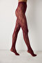 Floral Fishnet Burgundy Pantyhose - 3