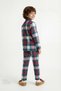 Unisex Children's Plaid Light Long Sleeve Buttoned Cotton Pajama Set - 6