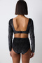 Shinny Velvet Long Sleeve Black Croplet - 4