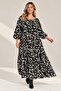 Plus Size Tie-Neck Long Dress