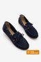 Women's Genuine Leather Lace-Up Moccasin Drawstring Loafer Casual Shoes Rudez Navy Blue Suede - 3