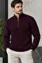 Men's Knitwear Sweater Half Zipper Turtleneck Knitted Patterned Long Sleeve Winter Sweater