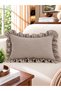 İnci Vintage Ruffled Mink Color Throw Pillow Cover 1 Pc - 3