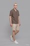 Ultra Soft Regular Fit Apaş Collar Summer Short Sleeve Khaki Shirt E2533Ax26Sm