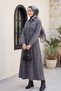 Denim Dress with Elastic Waist and Side Pockets -smoke - 3