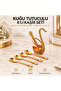 6-piece gold sweet coffee tea spoon set with swan holder, embroidered decorative elegant presentation set, luxury set