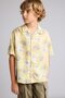 Oversize Wide Fit Polo Collar Patterned Viscose Short Sleeve Shirt Boys F5671A825Hs - 3