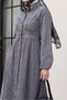 Denim Dress with Elastic Waist and Side Pockets -smoke - 4