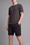 100% Cotton Relax Fit Elastic Waist Black Bermuda Shorts H7661Ax26Hs - 4