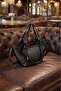 Women's Black Lined Zippered Hand and Shoulder Bag - 2