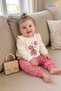 Baby Girl Floral Embroidered 2-Piece Set with Ruffle Detail, Seasonal Baby Set - 5