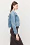 Women's Pocket Detail Collarless Denim Jacket - 4