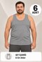 Large Size Cotton Men's Undershirt 6 Pack - Gray