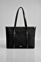 Women's Black Lined Hand and Shoulder Bag - 5
