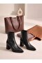 Mr902 |   Women's Black Pointed Toe Premium Leather Heeled Boots – Elegant & Zippered Design - 3