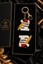 Pen and Parchment Figured Keychain Brooch Set – 2-Piece Accessory with Gold-Colored Stones