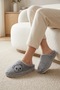 Women's Gray Teddy Bear Furry House Slippers Bynday01