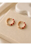 Xuping Rose Color Red Striped Hoop Earrings Acr9861 - 2