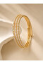 Premium Series, Gold Color, Zircon Stone Three Row Water-Fall Bracelet Acr9818 - 3