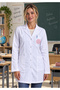 Female Teacher Long Sleeve Long Length White Apron – Digital Printed, Suitable for Teacher's Uniform