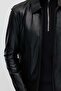 Men's Comfortable Fit Zippered Classic Collar Leather Coat - 5