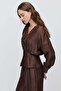 Women's V-Neck Buttoned Textured Blouse