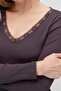 Women's Lace Detailed V-Neck Ribbed Long Sleeve Blouse - 6