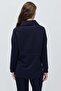 Women's Collared Zippered Knitted Sweatshirt with Drawstring Waist - 4