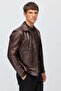 Men's Comfortable Fit Zippered Classic Collar Leather Coat - 4