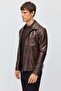 Men's Comfortable Fit Zippered Classic Collar Leather Coat - 2