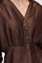 Women's V-Neck Buttoned Textured Blouse - 6