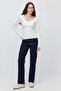 Women's Lace Detailed V-Neck Ribbed Long Sleeve Blouse - 7
