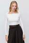 Women's Square Neck Ribbed Long Sleeve Blouse