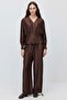 Women's V-Neck Buttoned Textured Blouse - 7
