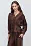 Women's V-Neck Buttoned Textured Blouse - 3