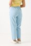 Light Blue Canvas Textured High Elastic Waist Mom Cut Comfortable Fit Pants with Side Pockets - 5