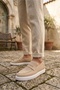 Ba0580 Laceless Belted High Sole Cream Suede Men's Shoes - 4