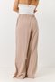 Mink Linen Look Flexible Elastic Waist Loose Cut Shiny Stone Detailed Wide Leg Trousers - 5