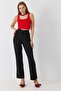 Black High-Waisted Wide-Leg Pants with Elastic Waist and Adjustable Detailing, Comfortable Cut - 3