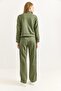 Green Modal Stretch Fabric High Waist Straight Cut Side Stripe Detailed Comfortable Fit Pants - 4