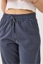Anthracite Canvas Woven Comfortable Cut Pants with Elastic Waist and Adjustable Laces and Side Pockets - 4