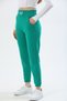 Green Cotton Blend Thick Elastic High Waist Skinny Leg Pockets Form-Fitting Sweatpants Trousers - 4